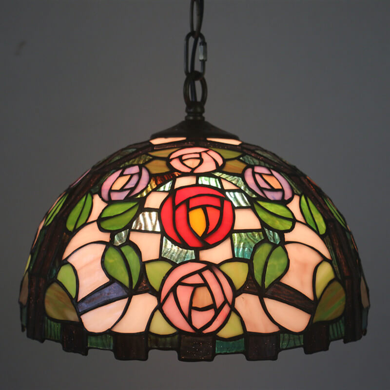 Eryn Vintage LED Pendant Light Rose Glass Metal Living Room