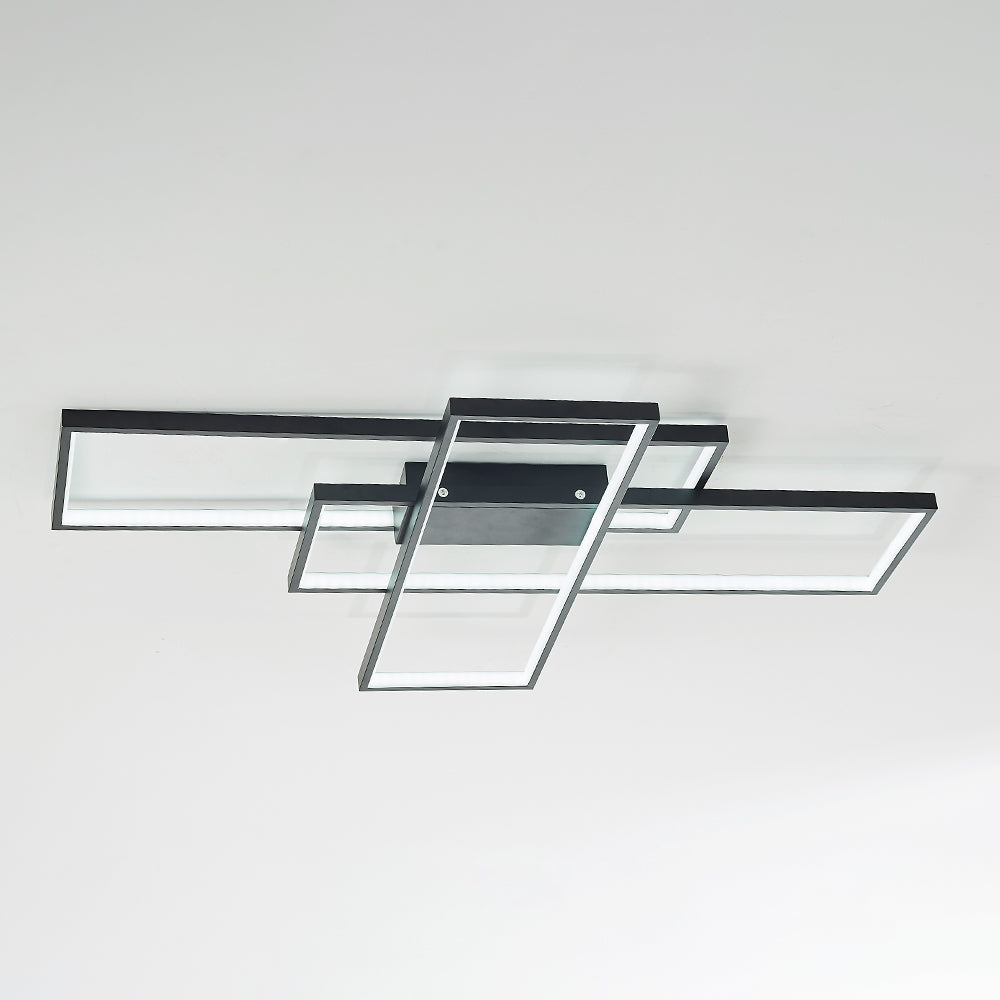 Bouvet Modern Metal Multi Rectangular Flush Mount Ceiling Light, Black/White