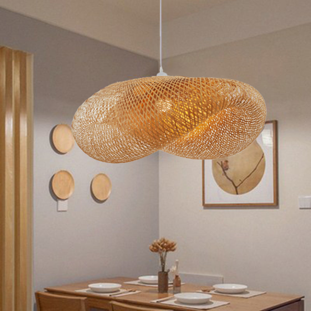 Muto Modern Pendant Light For Dining Room/Kitchen Island, Bamboo