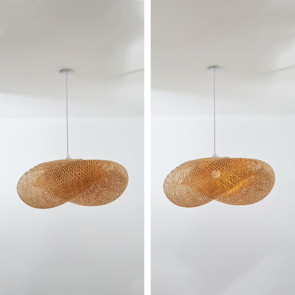 Muto Modern Pendant Light For Dining Room/Kitchen Island, Bamboo