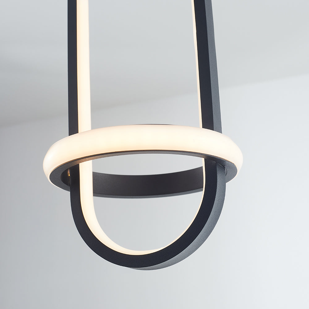 Nyla Modern Minimalist LED Ring Pendant Light, Black/Gold