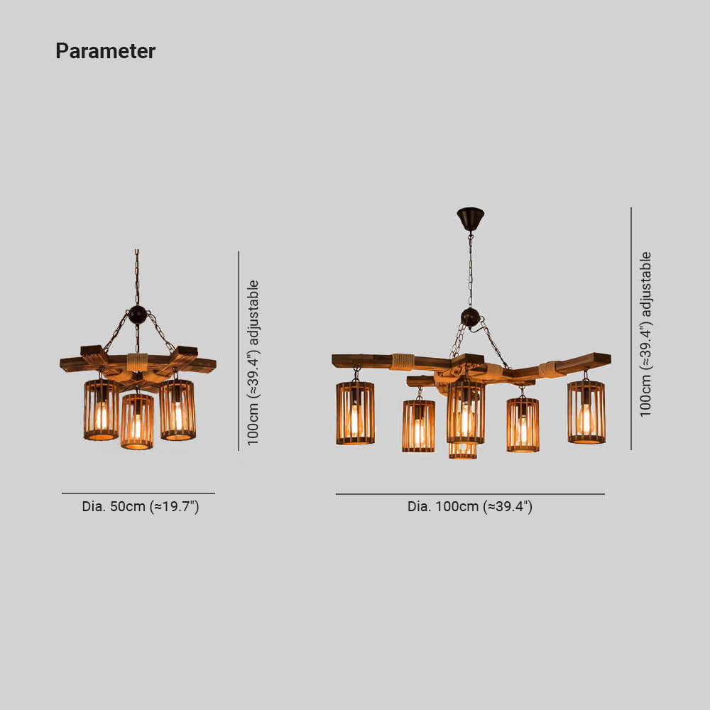 Austin Retro LED Chandelier Wood Restaurant/Living Room/Bar