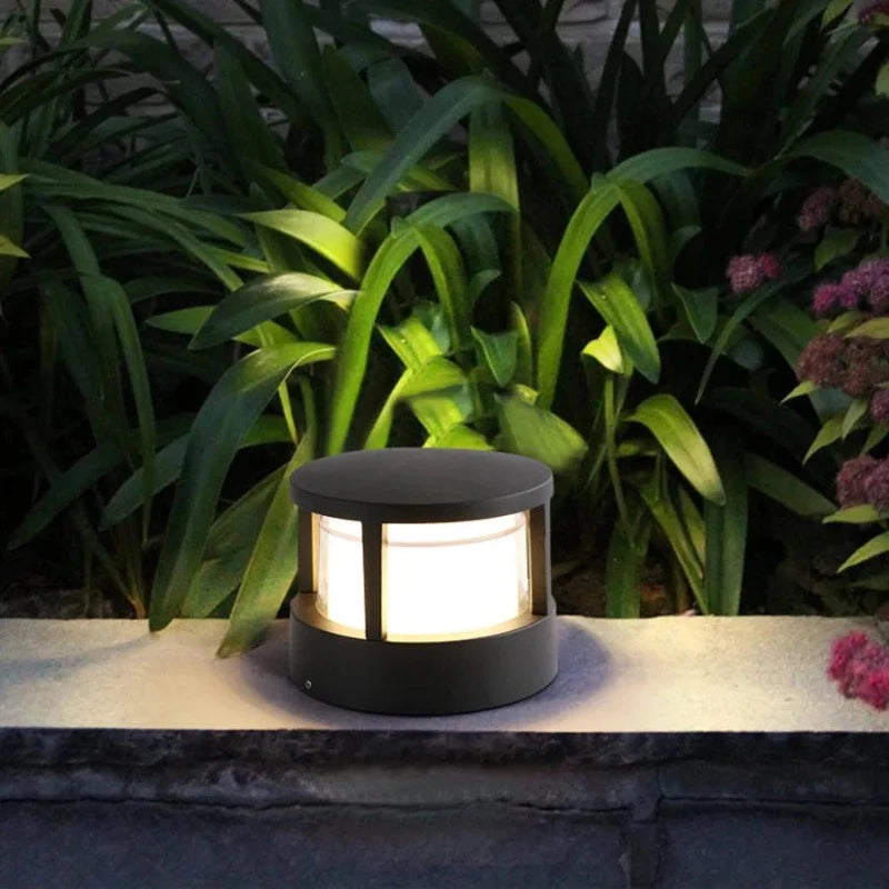 Pena Modern Metal Cylindrical Outdoor Bollard Light