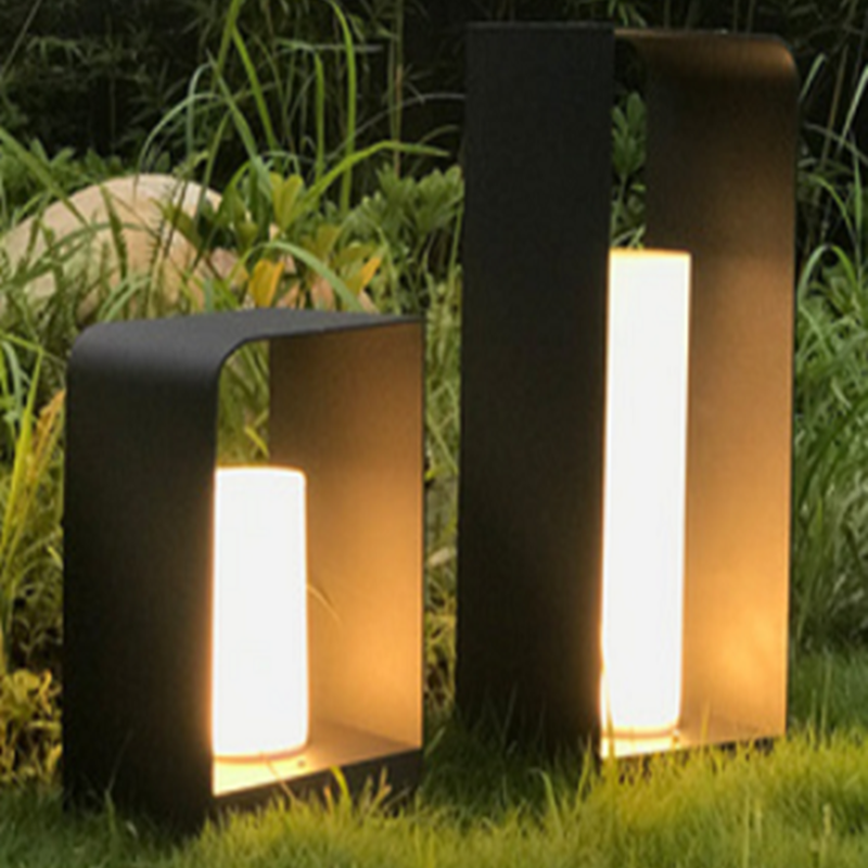 Orr Minimalist Cuboid Candle Black Outdoor Floor Lamp Garden
