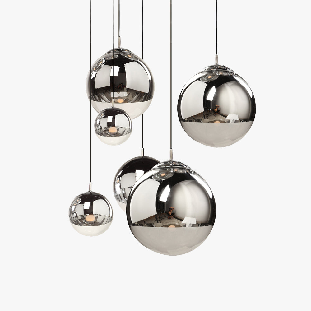Hailie Industrial Round Metal Glass Pendant Light Living Room