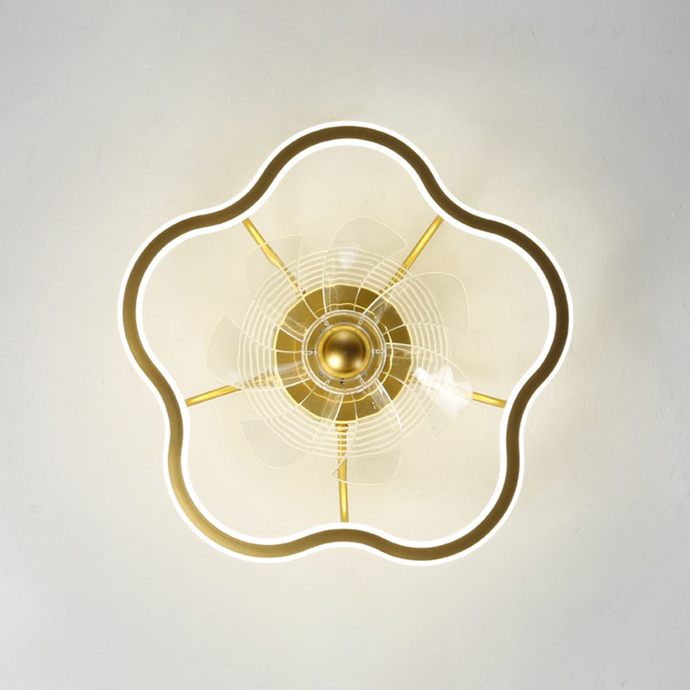 Kelley Flower Gold Flush Mount Ceiling Fan with Light, 20''