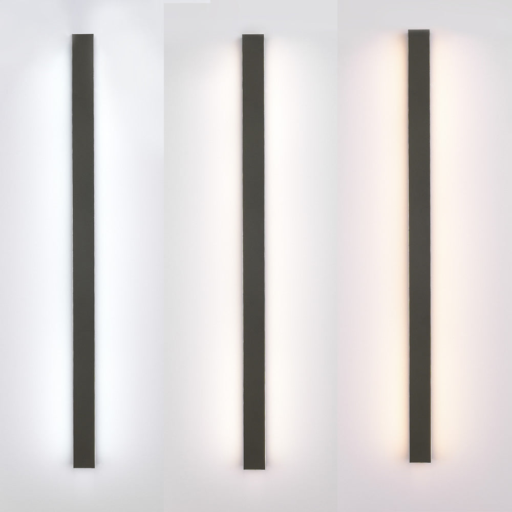 Edge Sleek Minimalist Rimless Linear Metal Outdoor Wall Light, Gray