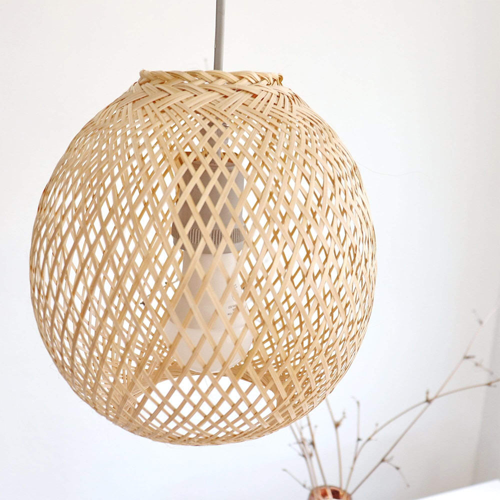 Muto Creative Round Pendant Light Bamboo Bedroom Living Room