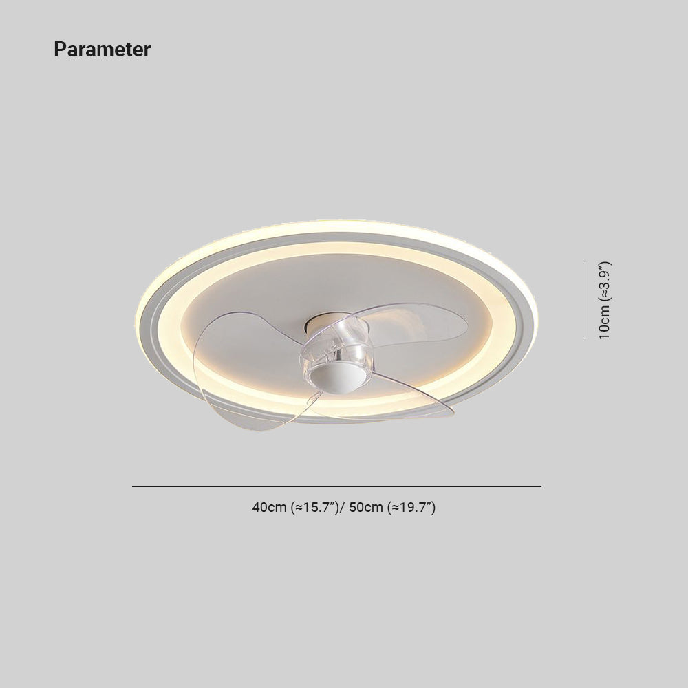Edge Ring White Ceiling Fan with Light, DIA 15.7"/19.6"