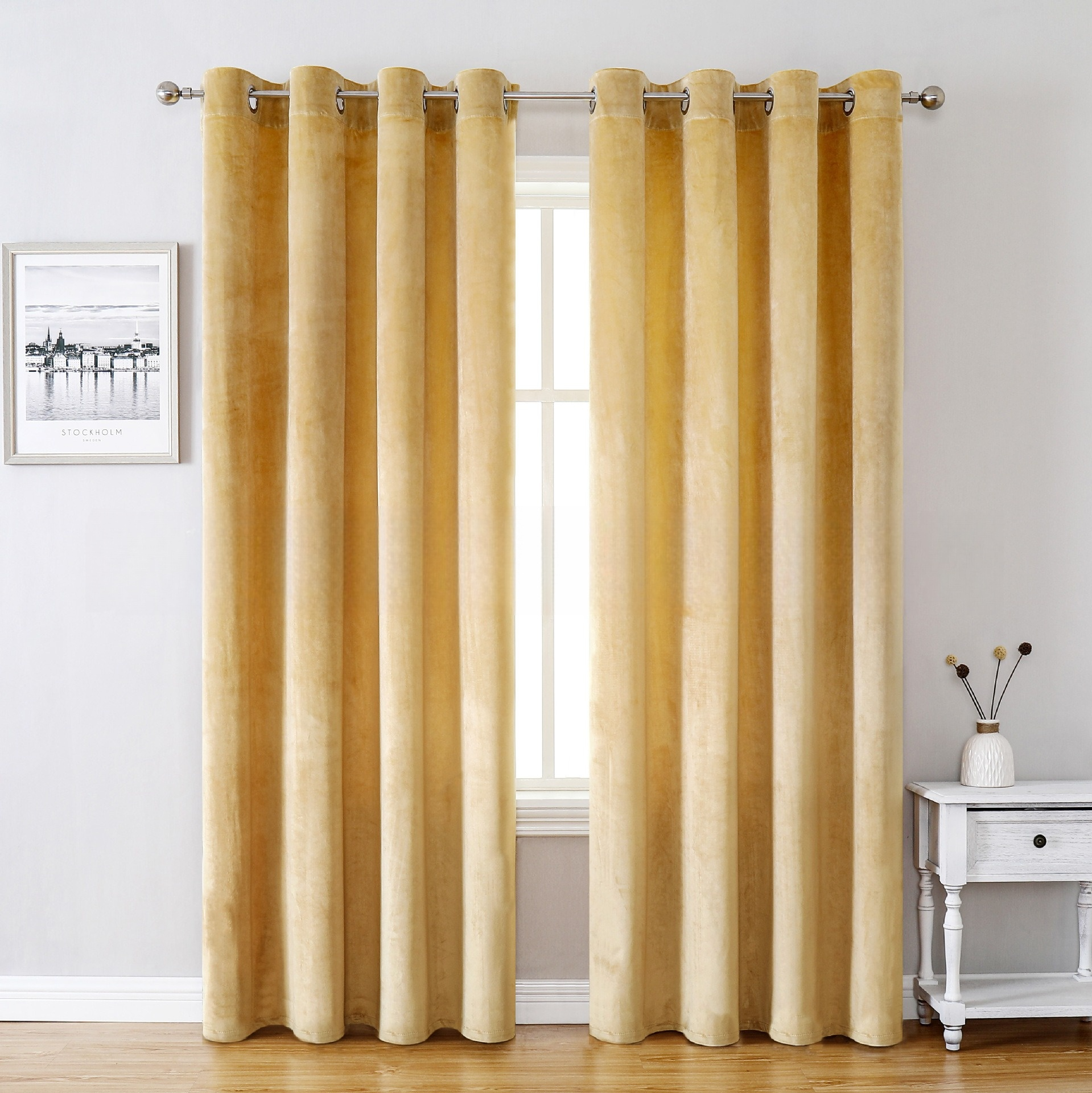 Modern Velvet Solid Colorful Blackout Thermal Curtains
