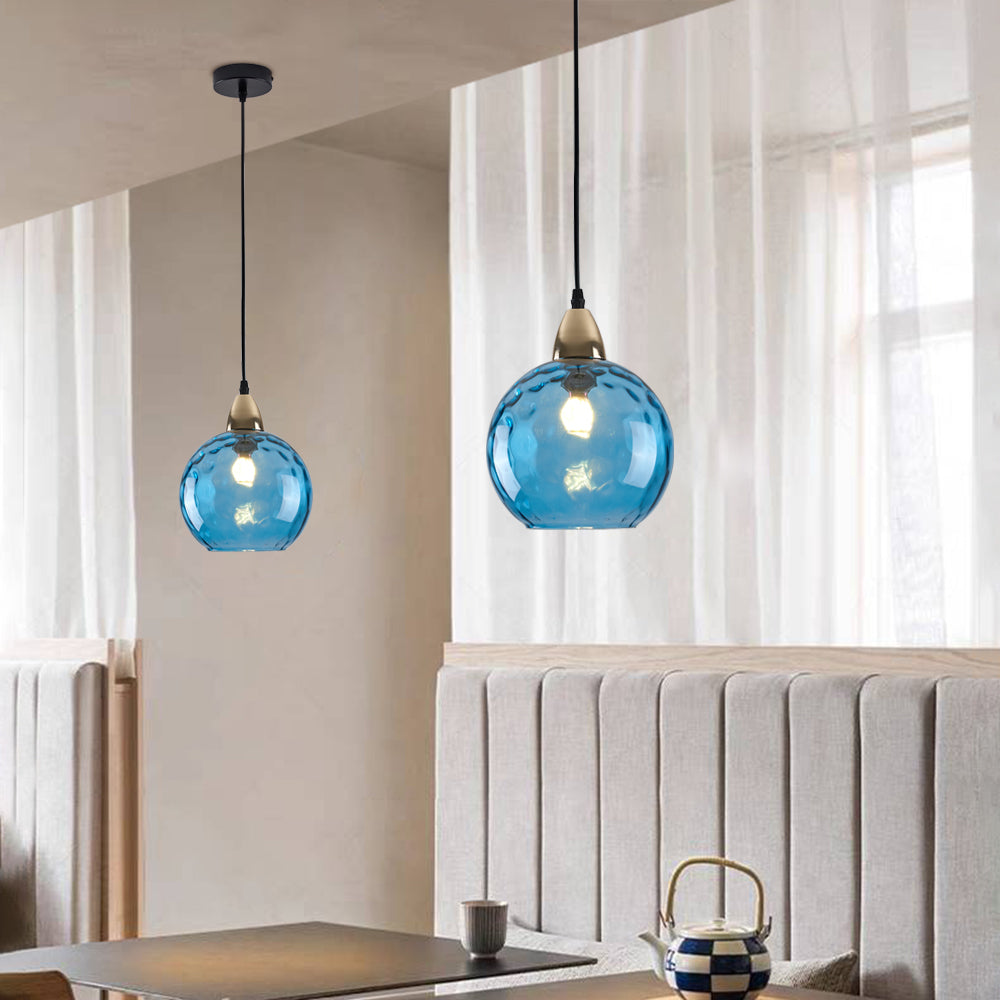 Hailie Colorful Glass Ball Pendant Light Water Ripple Living Room