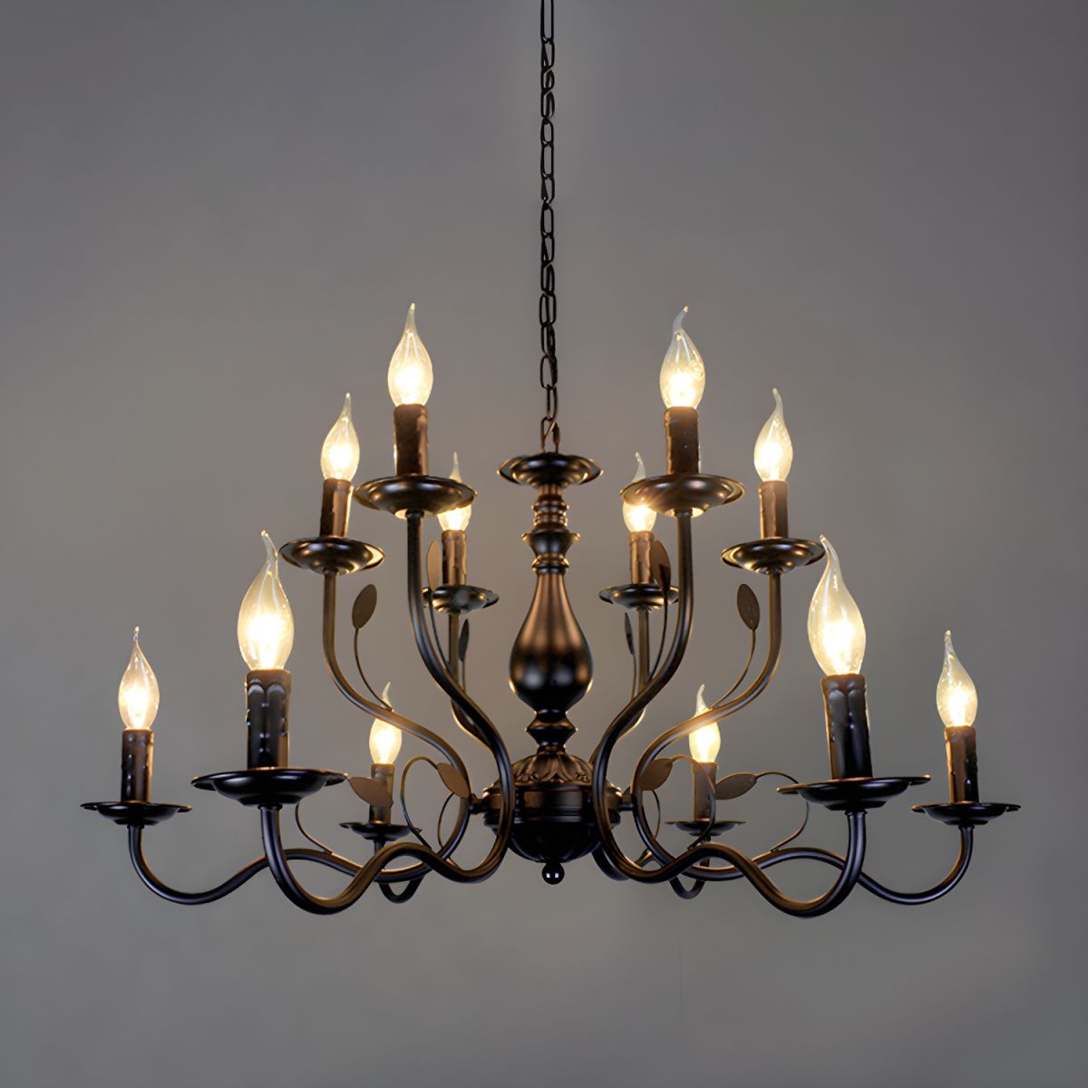 Silva Transitional Candle Chain Chandelier, Black