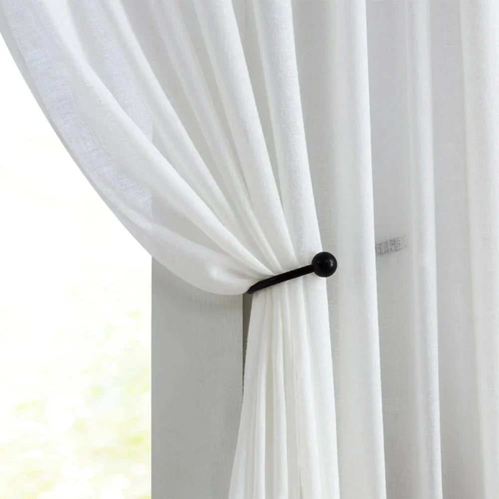 Kira White Cotton Blend Sheer Curtains Grommet