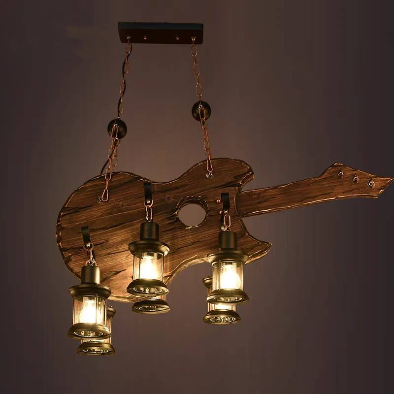 Austin Farmhouse 6 Lantern Guitar Wood/Metal Pendant Light