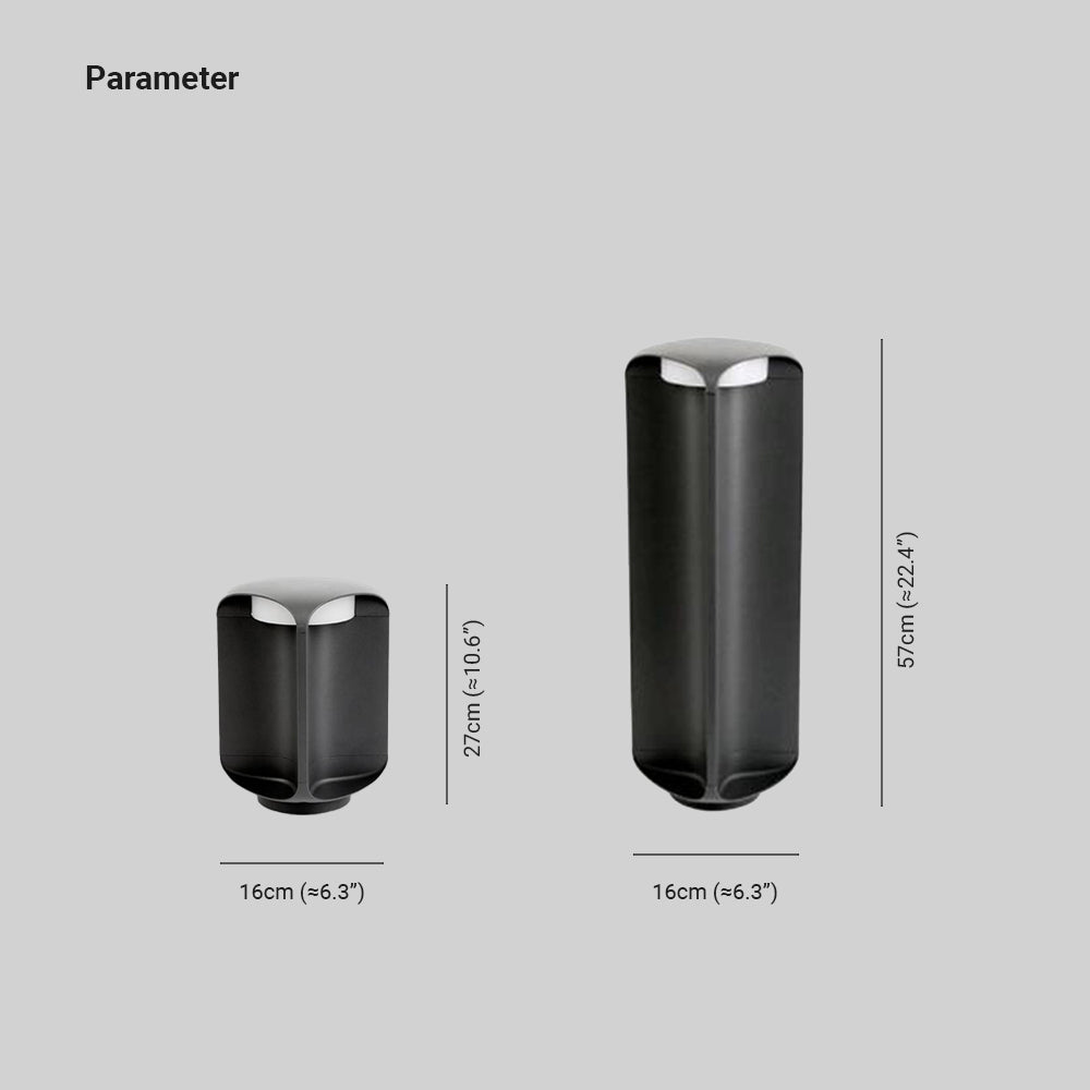 Pena Minimalist Cylinder Outdoor Floor Lamp, Metal/Glass, Black