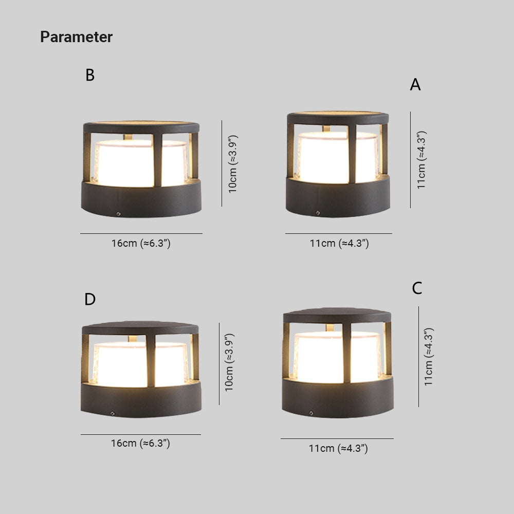 Pena Modern Metal Cylindrical Outdoor Bollard Light