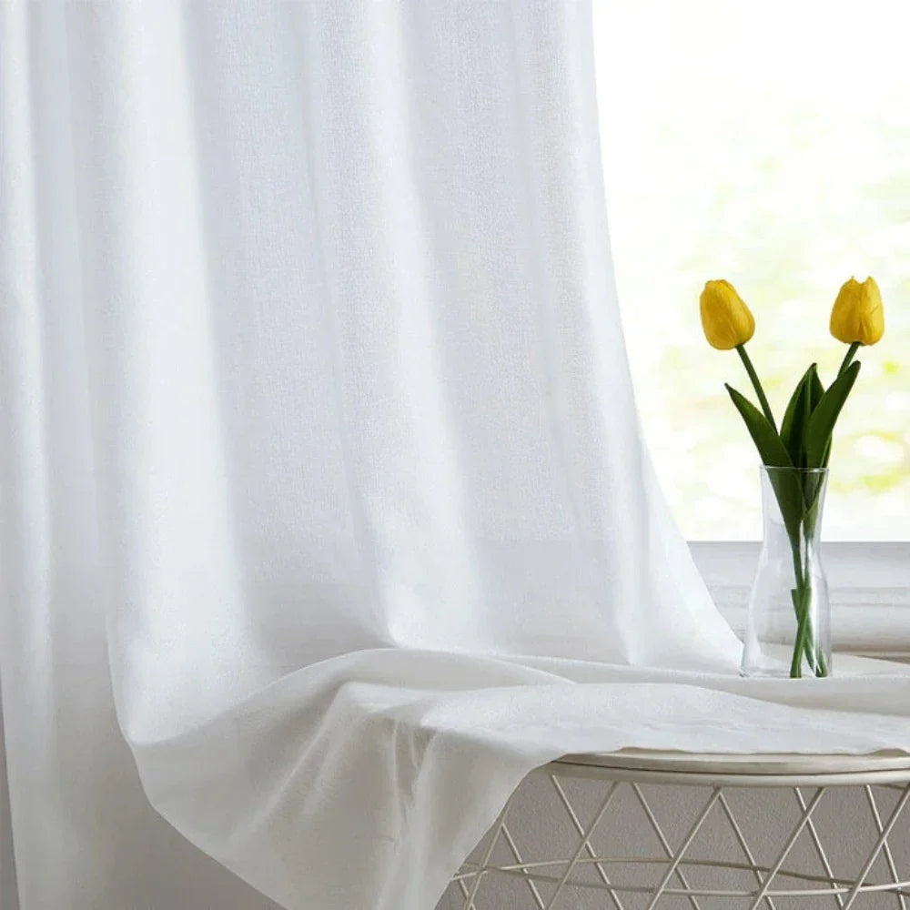 Mina Herringbone Texture Semi Sheer Curtains Soft Top