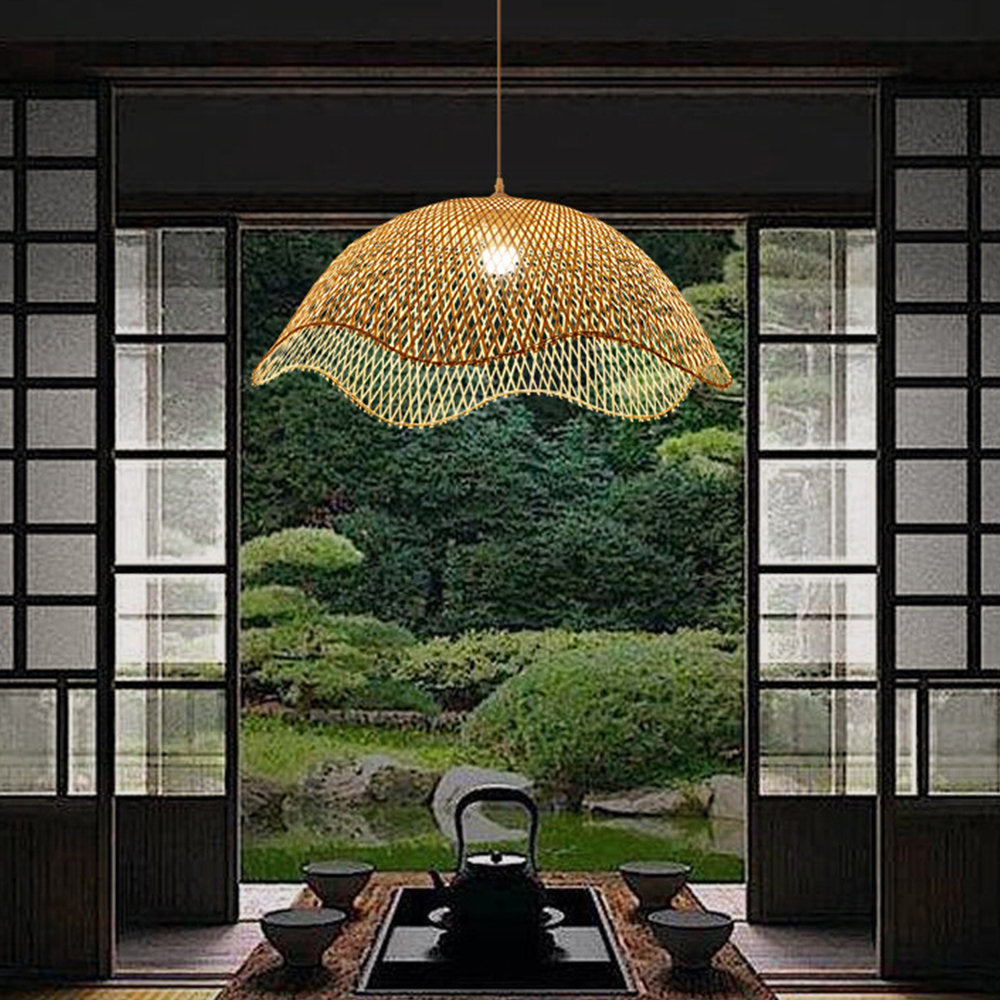 Muto Woven Wicker Pendant Light Bamboo Bedroom Dining Room