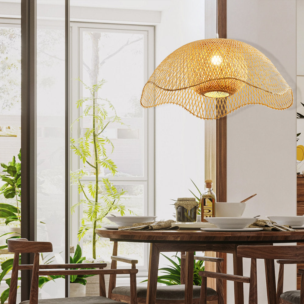 Muto Woven Wicker Pendant Light Bamboo Bedroom Dining Room