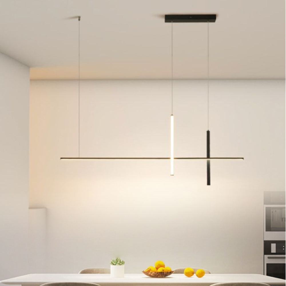 Edge Modern Pendant Light Metal/Acrylic Black/White Dining Room