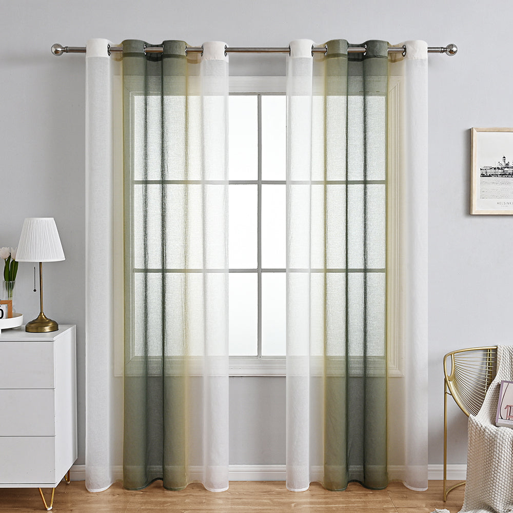 Modern Two Tone Polyester Sheer Curtain, 5 Colors