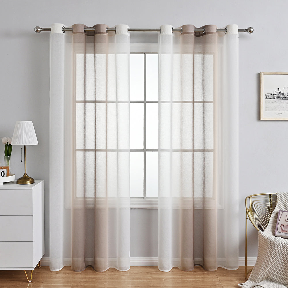 Modern Two Tone Polyester Sheer Curtain, 5 Colors