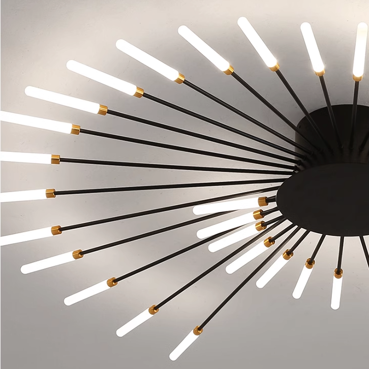 Lowry Fireworks Flush-Mount Ceiling Light Black/Gold Living Room
