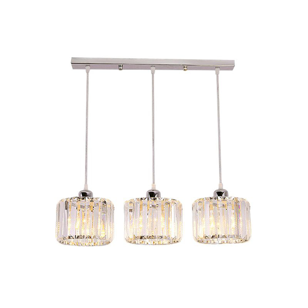 Hailie Modern Column Crystal Pendant Light, Clear, Stairs/Dining Room