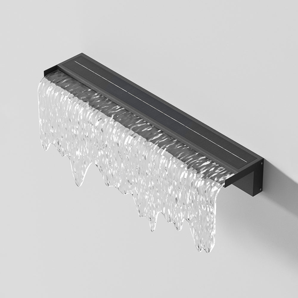 Isaac Modern Minimalist Water Texture Metal/Acrylic Solar Waterproof Outdoor Wall Lamp, Black
