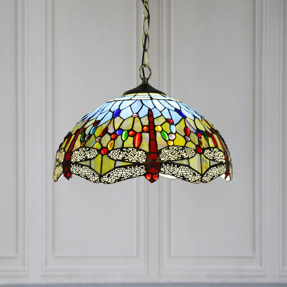 Eryn Rustic Colorful Pendant Light Stained Glass Metal Bedroom