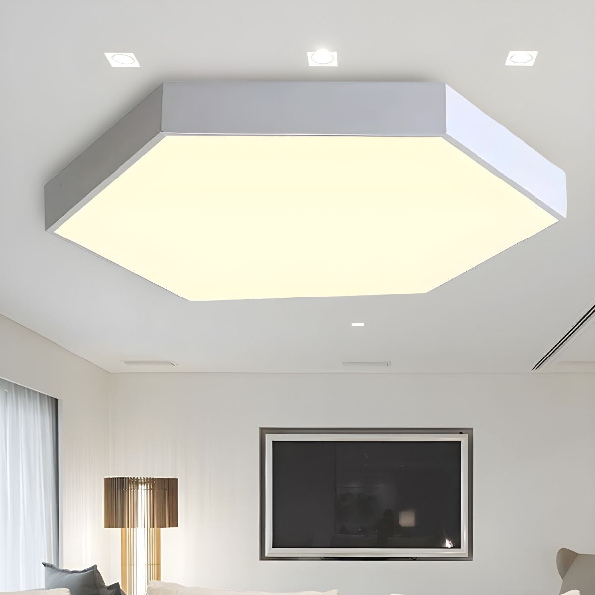 Morandi Modern Hexagon LED Metal Flush Mount Ceiling Light