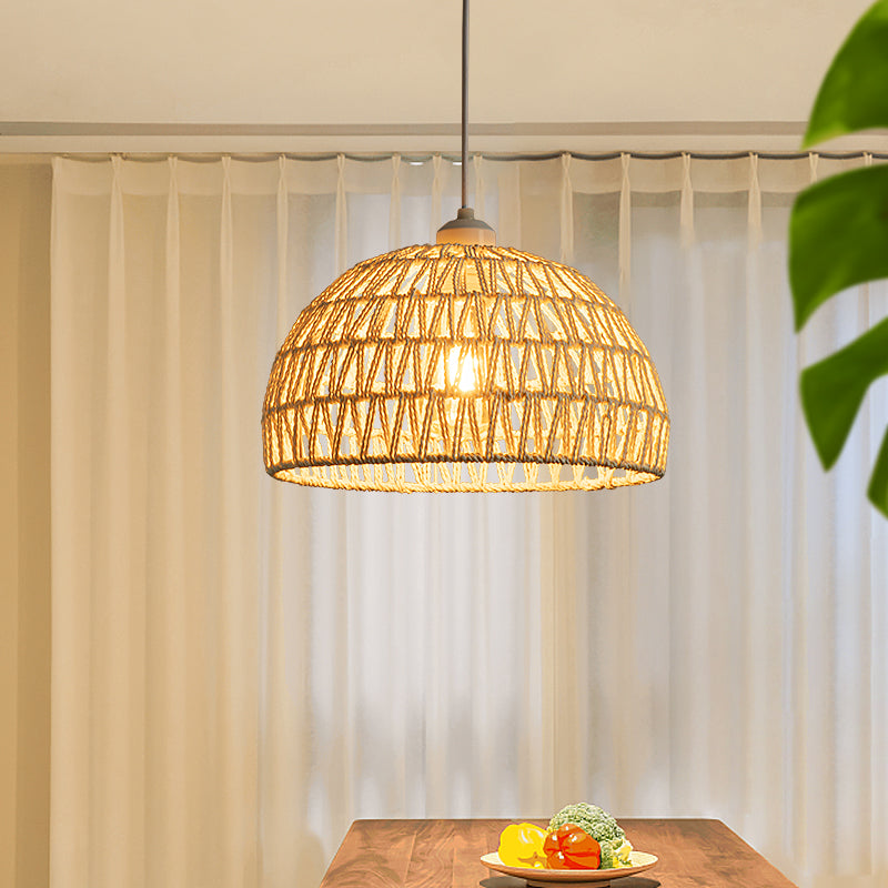 Boho Retro LED Pendant Light Wood Rattan Bedroom/Restaurant