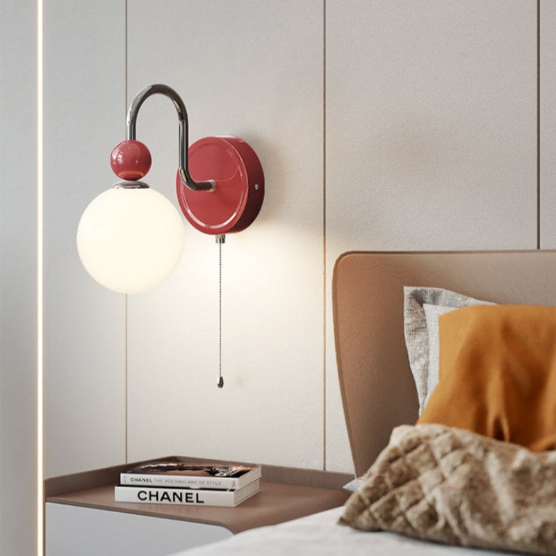 Morandi Modern LED Wall Lamps Red/Coffee Metal/Glass Bedroom