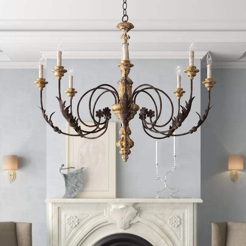 Silva Large Retro Creative Chandelier Wood Metal Living Room