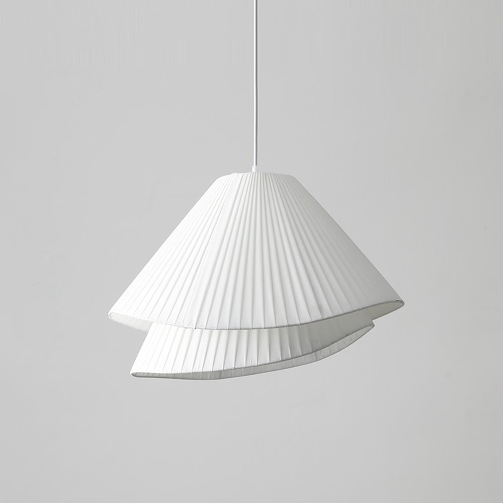Renée Minimalist Double Overlap Fabric LED Pendant Light, White