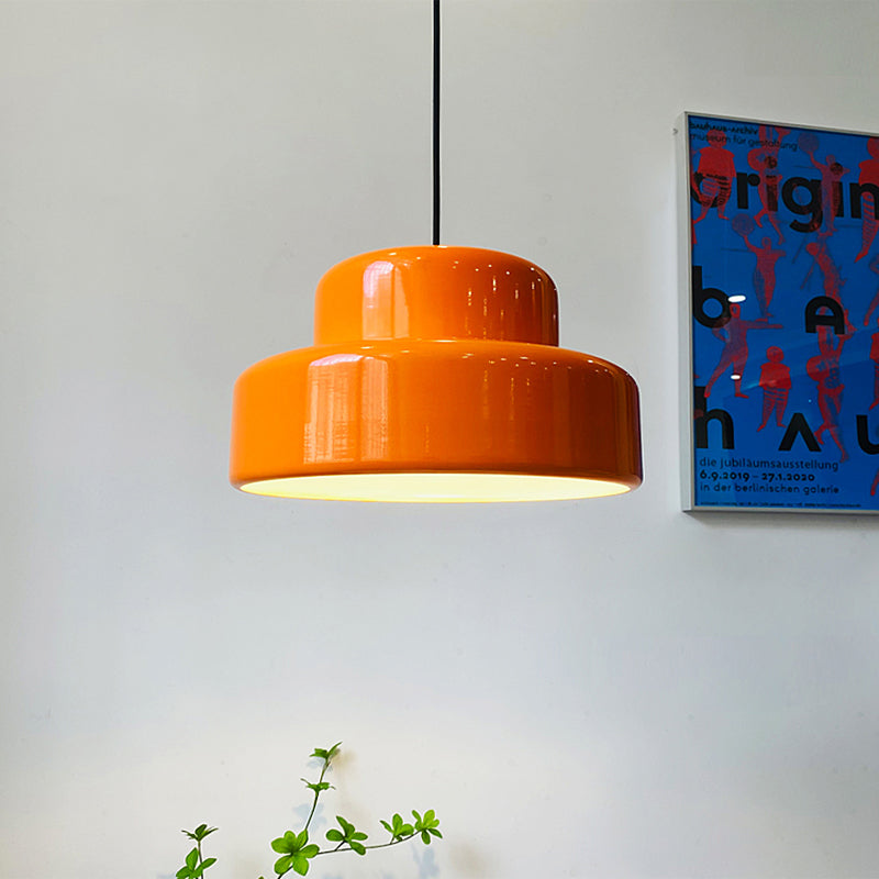 Leilani Single Head Vintage Cosy Pendant Light Orange Metal Dining Room