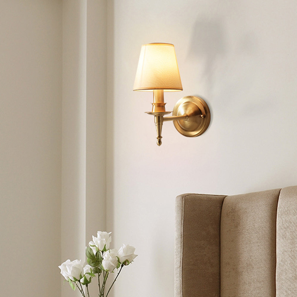 Alessio Vintage Rustic Lantern Metal/Fabric LED Wall Lamp, Gold
