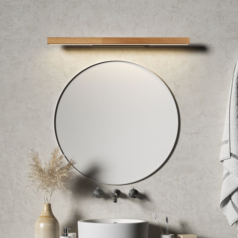 Ozawa Minimalist Linear Wood Vanity Wall Lamp, Bathroom