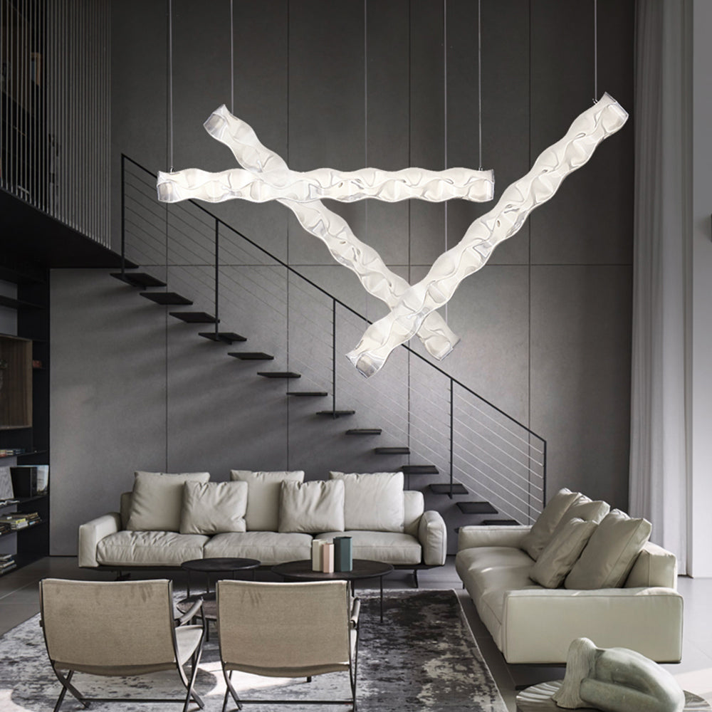Nazifa Designer pleated Modern Strip Pendant Light, Dining Room