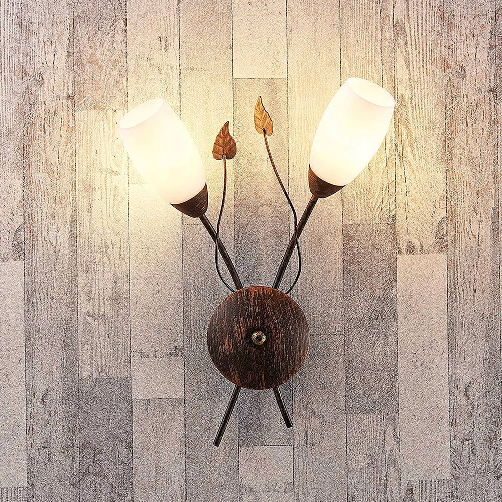 Alessio Flower Branch Wall Lamp, Glass&Metal, Silver/Bronze, Kitchen