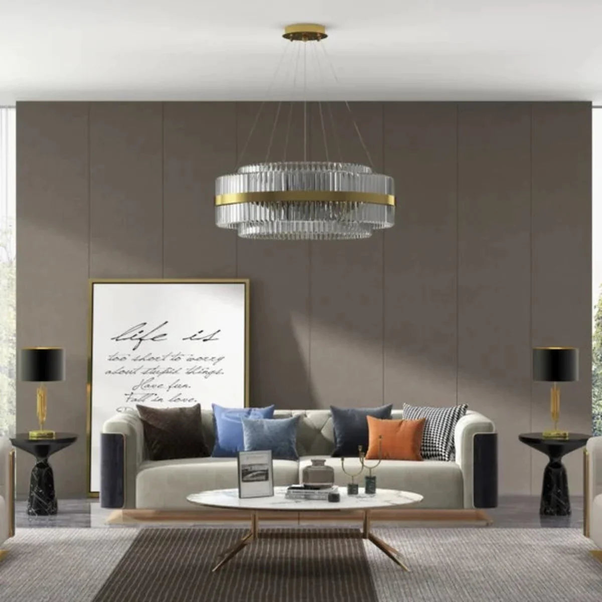 Marilyn Modern Tiered Crystal LED Chandelier Brass Living Room