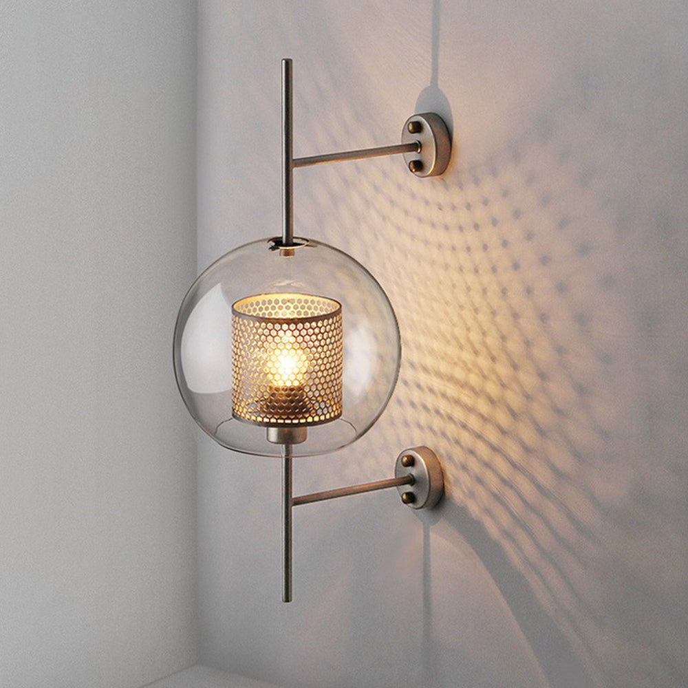 Oneal Industrial Global Wall Lamp, Metal/Glass, Silver/Gold