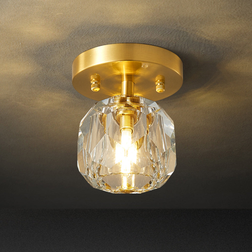 Kirsten Luxury Diamond Metal/Acrylic Flush Mount Ceiling Light, Gold
