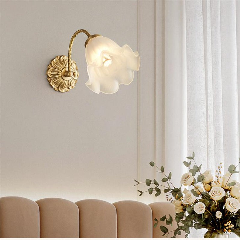 Bella Retro LED Wall Lamp Indoor Gold Metal Glass Bedroom Balcony