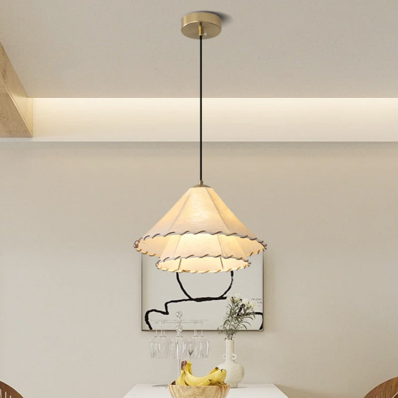 Boho Decorative LED Pendant Light Yellow Fabric Bedroom/Restaurant