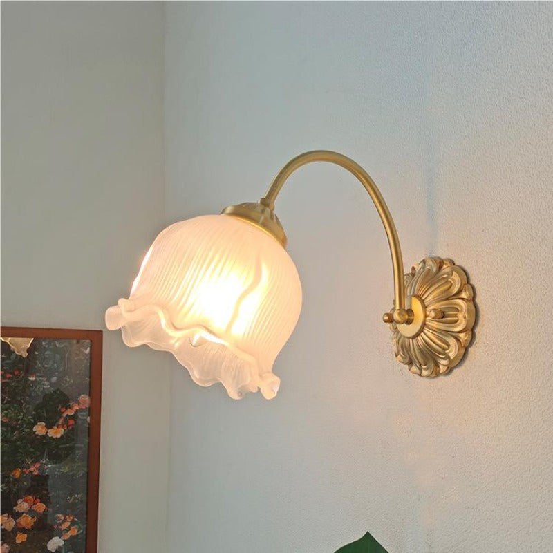 Bella Retro LED Wall Lamp Indoor Gold Metal Glass Bedroom Balcony