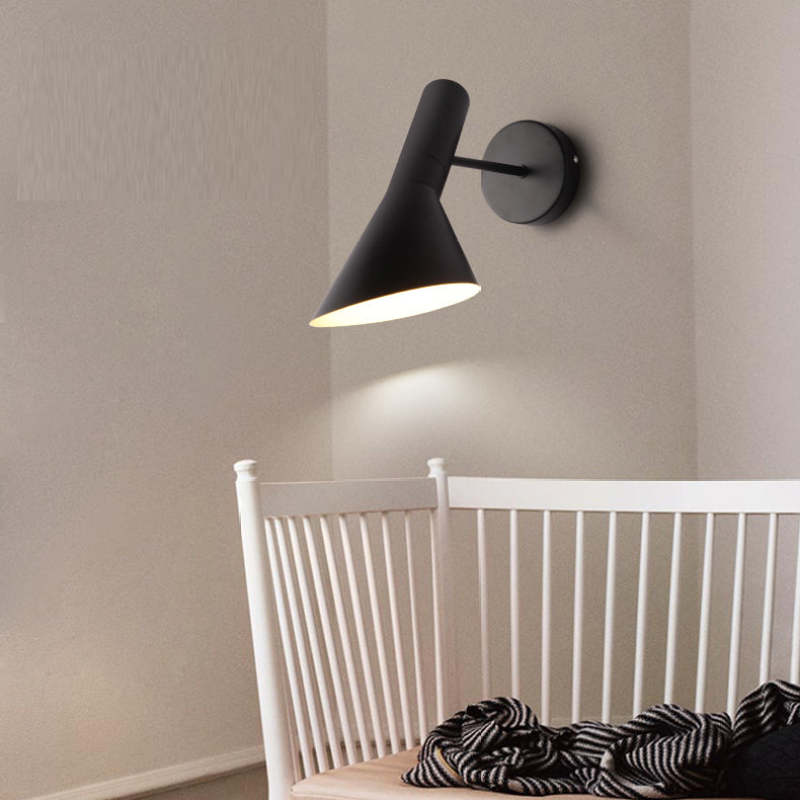 Brady Modern Cone Metal Wall Lamp, Black/White