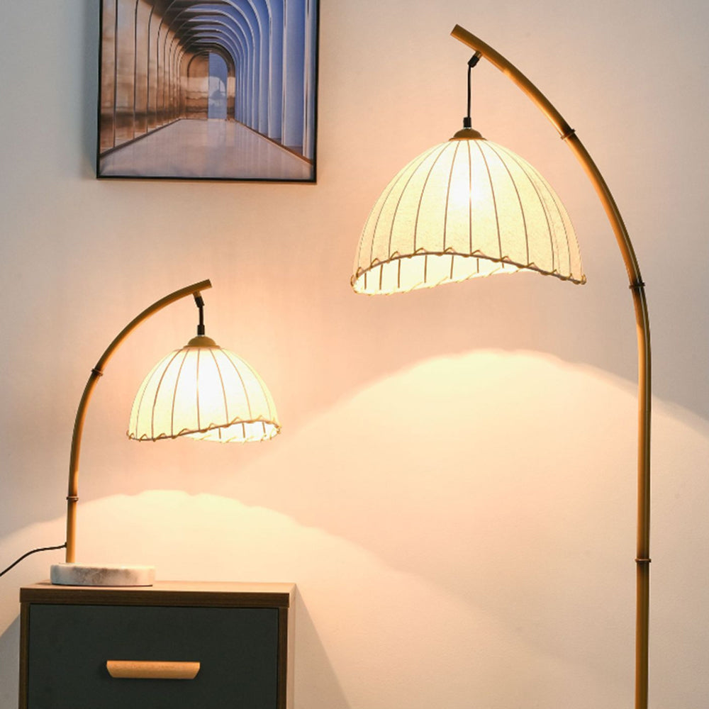 Ozawa Vintage Bamboo Shape Metal/Fabric Floor Lamp White