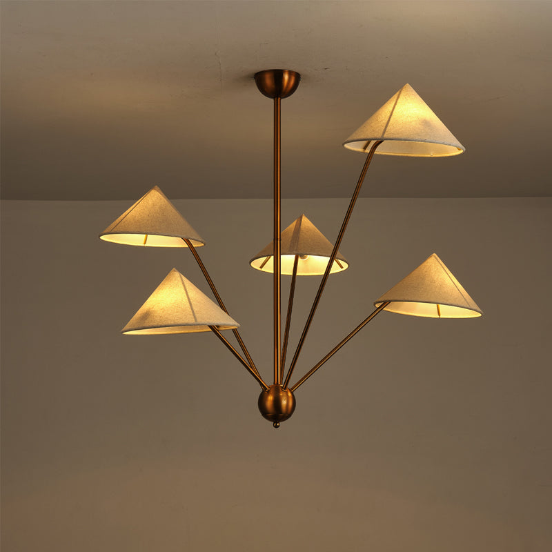 Alessio Retro Simple LED Chandelier Metal Brass 5 Light Living Room/Kitchen