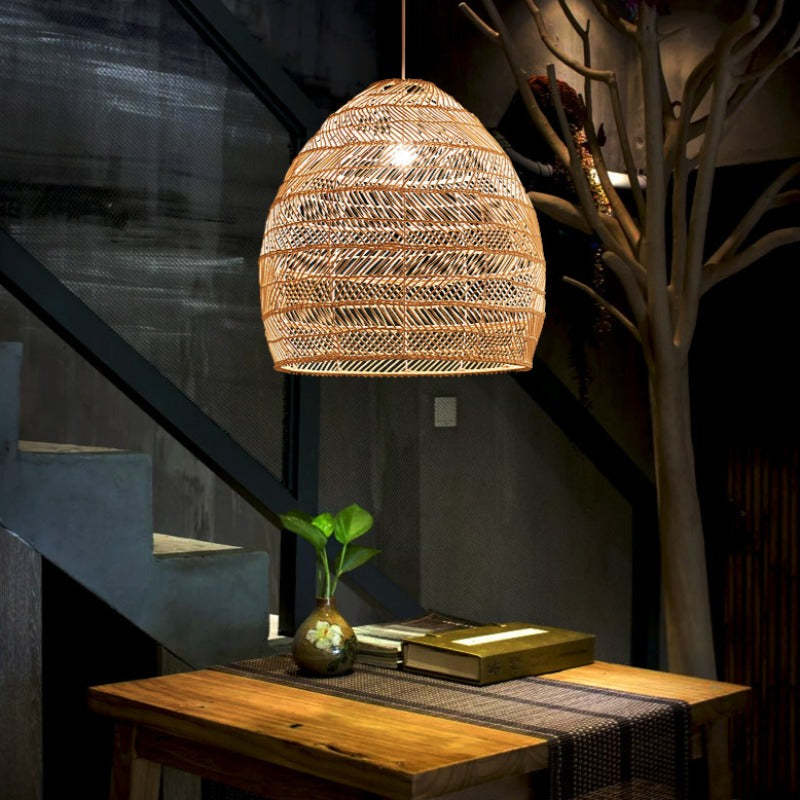 Muto Rattan Bamboo Lampshade Hand Knitted Pendant Light